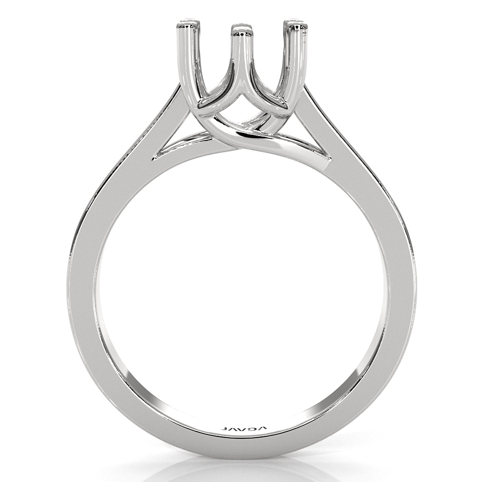 Six Prong Solitaire Trellis Style Semi Mount Engagement Ring Setting